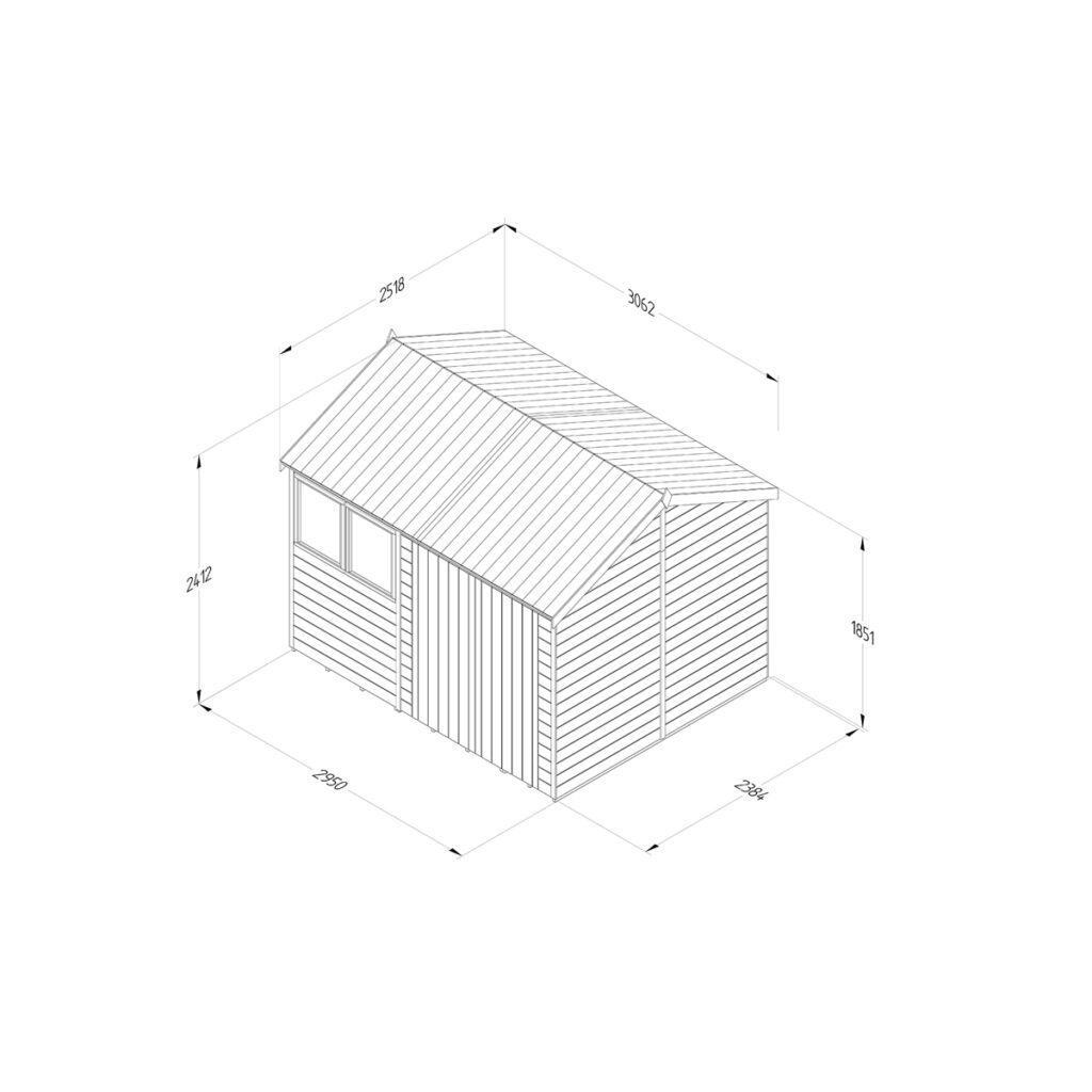 Timberdale 10×8 Reverse Apex Shed – Double Door 5013053189016 2